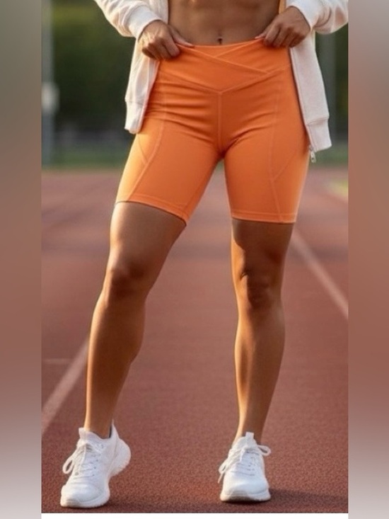 l*space Pants - L*Space orange bike shorts, high-waisted, V front, size Med